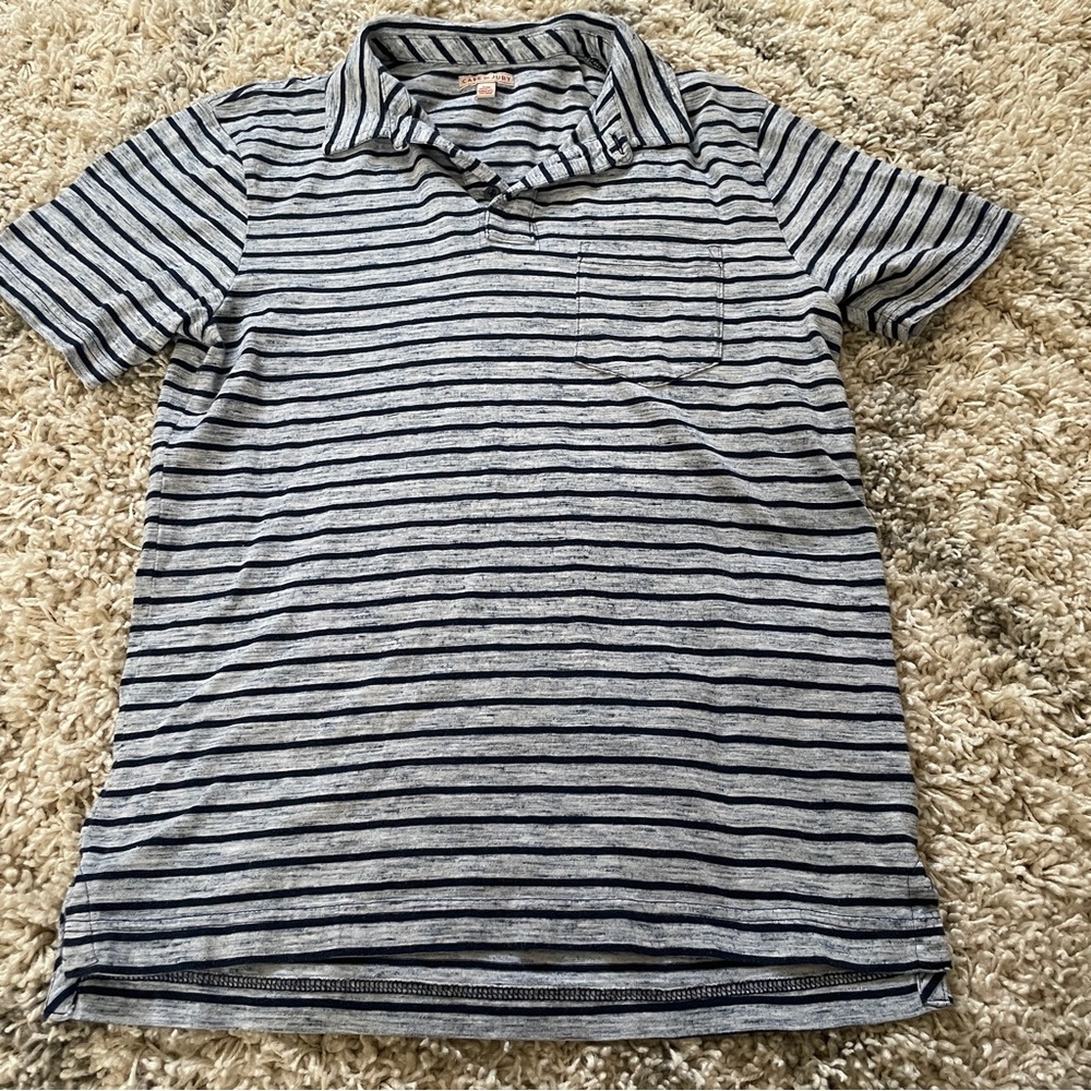 Cape‎ Juby Gray and Blue Striped Polo Shirt